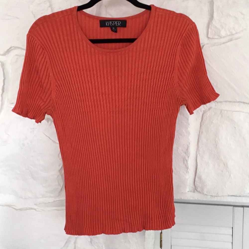Kasper 76% Silk XL Stretchy Knit Orange Top